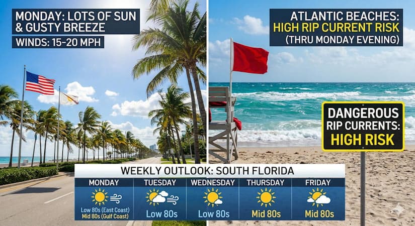 Abundant Sunshine Paired With Hazardous Rip Currents and Gusty Winds