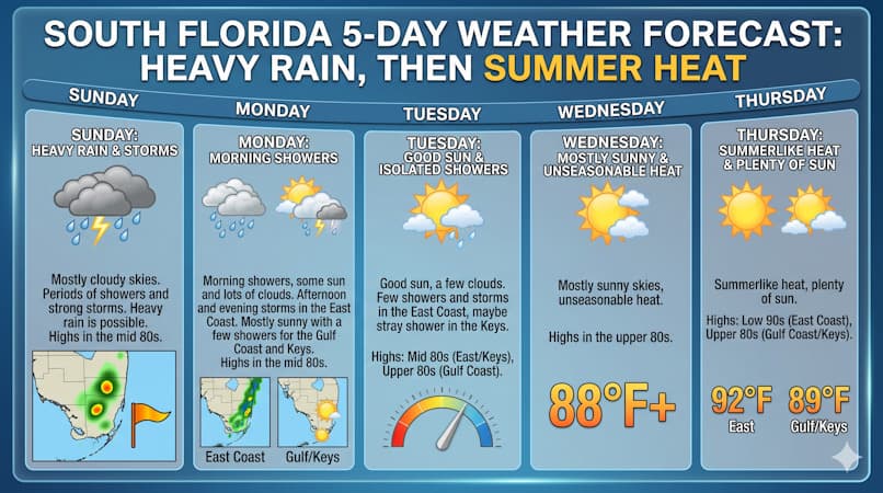 Heavy Sunday Storms To Precede A Week Of Unseasonable Summerlike Heat