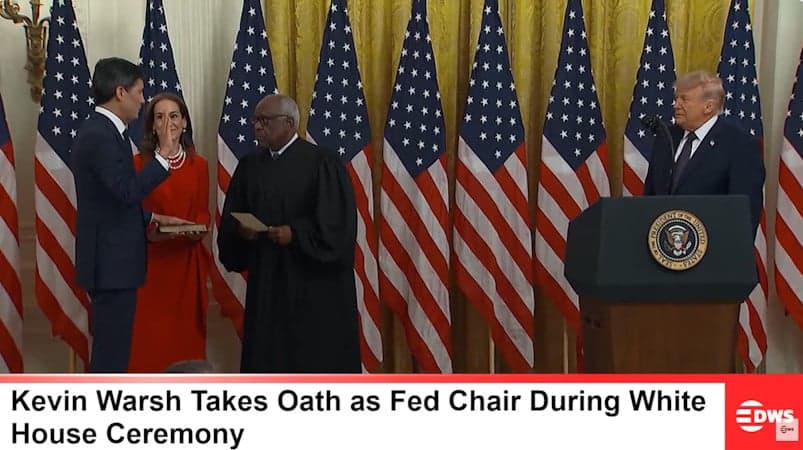 Kevin Warsh Sworn In As Federal Reserve Chair At The White House (Video)