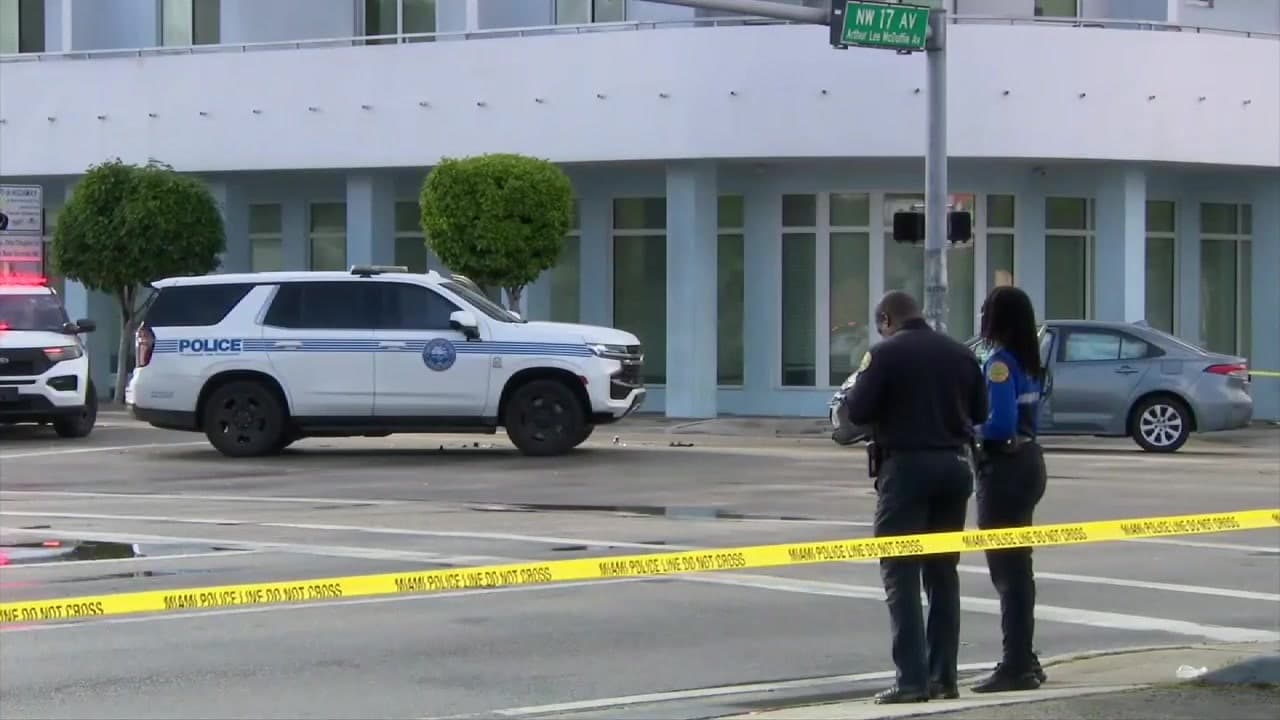 Miami police car damaged in collision, officer evaluated at hospital