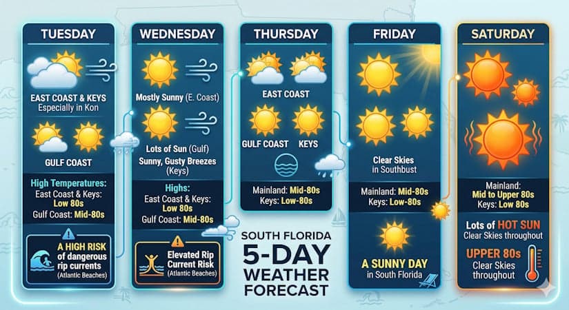 South Florida Weather: Breezy Hazards Give Way to a Sizzling Weekend