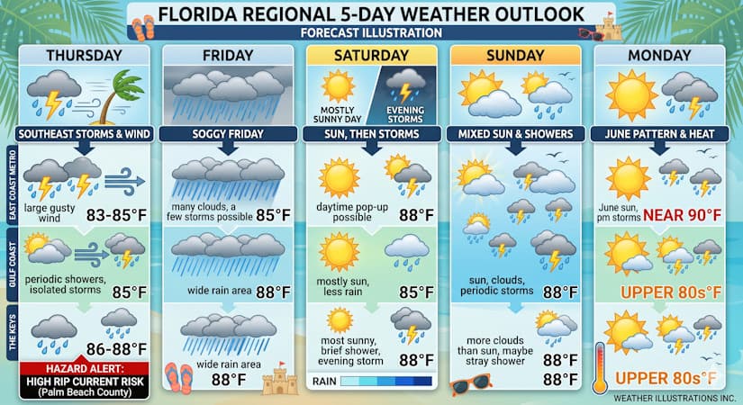 South Florida Weather: Gusty Winds and Storms Precede a Sunnier Weekend