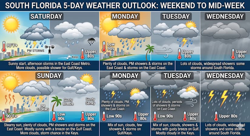 South Florida Weather: Weekend Sun Gives Way to a Soggy Workweek