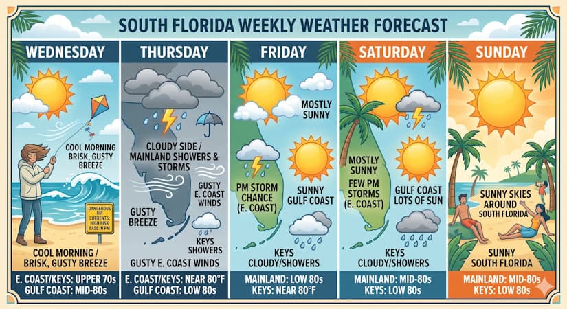 South Florida’s Weekly Outlook: From Brisk Breezes to Sunday Sunshine