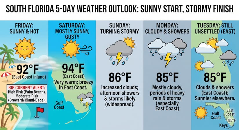 Sunny Weekend Heat Gives Way to Stormy Skies