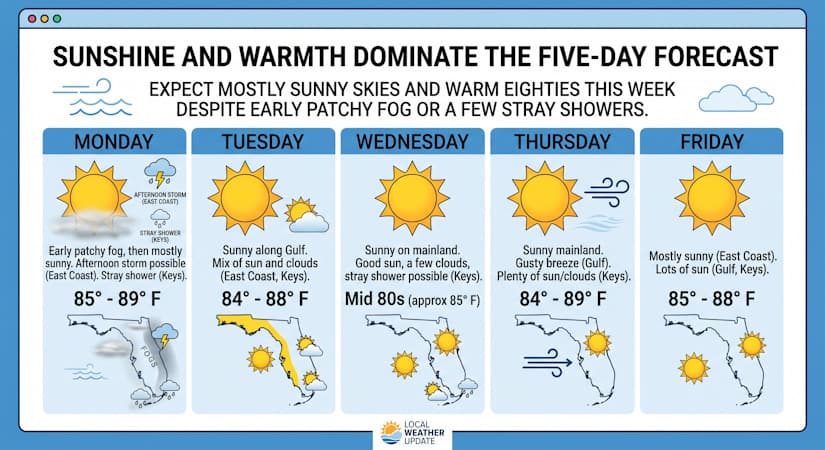 Sunshine and Warmth Dominate the Five-Day Forecast