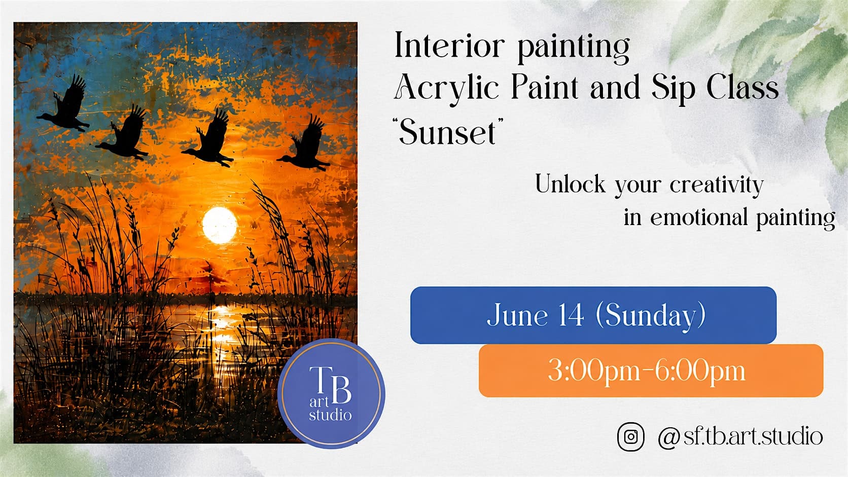 Interior painting Acrylic+texture+gold leaf - Sunset