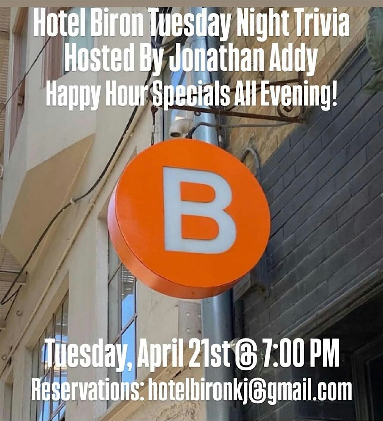 Trivia Night 4/21 @ Hotel Biron Wine Bar and Art Gallery