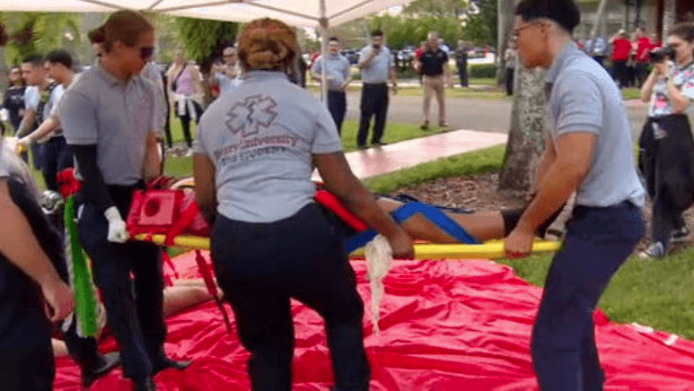 Barry University students perform mass casualty simulation training exercise