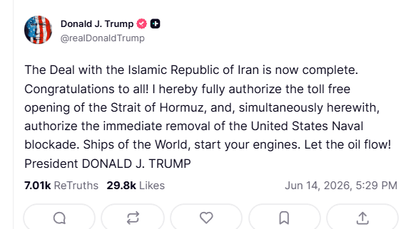 Breakthrough Accord Reached to End Conflict and Reopen Persian Gulf Shipping