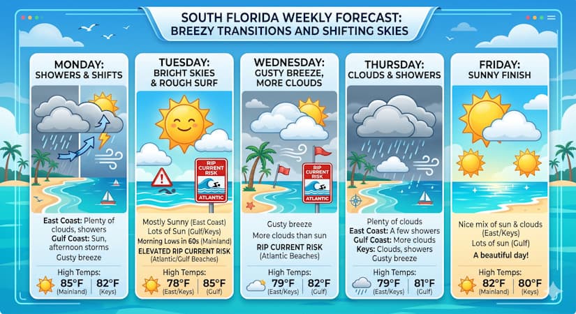 Breezy Transitions and Shifting Skies: Your South Florida Weekly Forecast