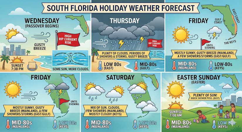 Coastal Winds and Holiday Storms Transition to a Sunny Easter Forecast