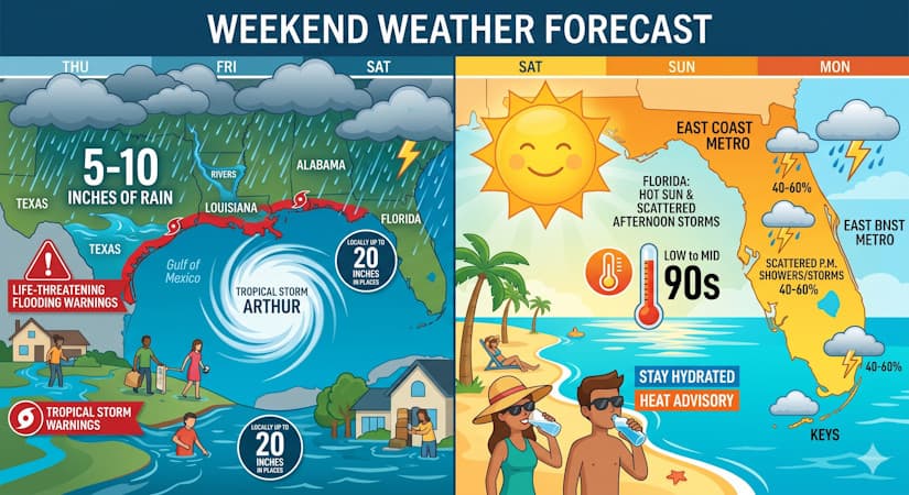 Dangerous Gulf Coast Flooding Escalates While Florida bakes Under Scorching Skies