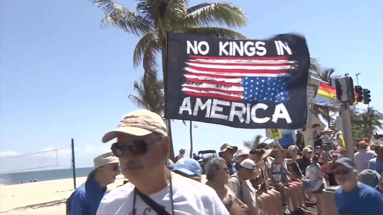 Demonstrators hit the streets of Fort Lauderdale, Hollywood as “No Kings” protests occur across South Florida