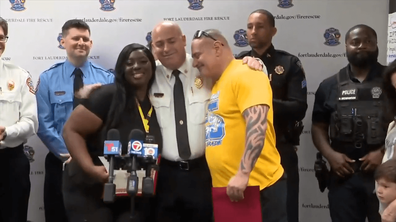 ‘It’s because of them that I’m alive’: Man who collapsed inside Broward school reunites with nurse, staffers who saved his life