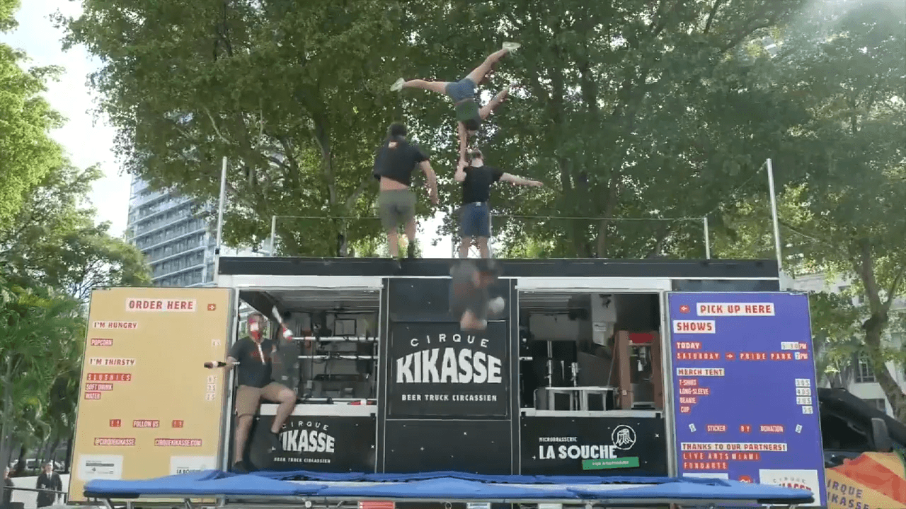 Live Arts Miami brings a gravity-defying stunt performance by Cirque Kikasse to South Beach