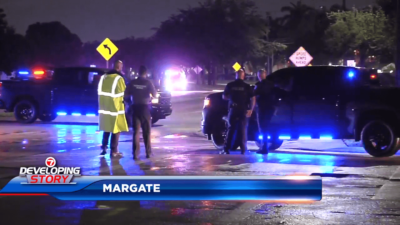 Margate Police officer struck by vehicle during street takeover; officer expected to be OK