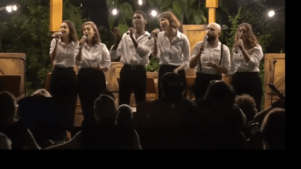 Performers take the stage at Miami Beach Botanical Garden to perform Broadway hits