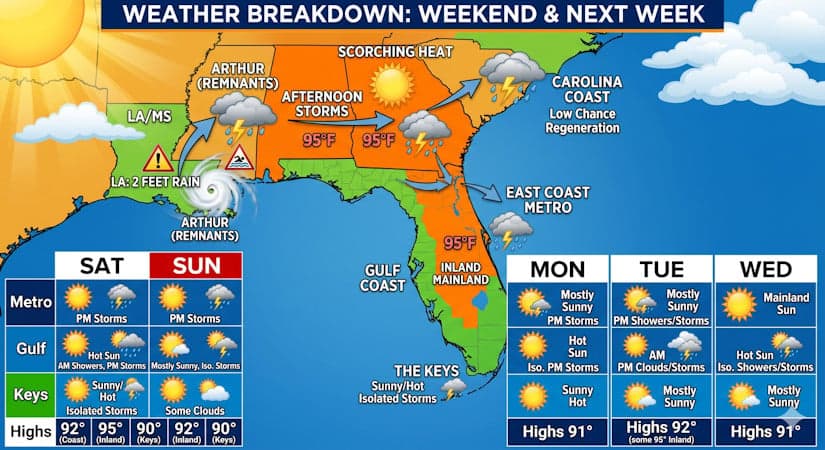 Scorching Summer Heat Paired With Daily Storm Risks