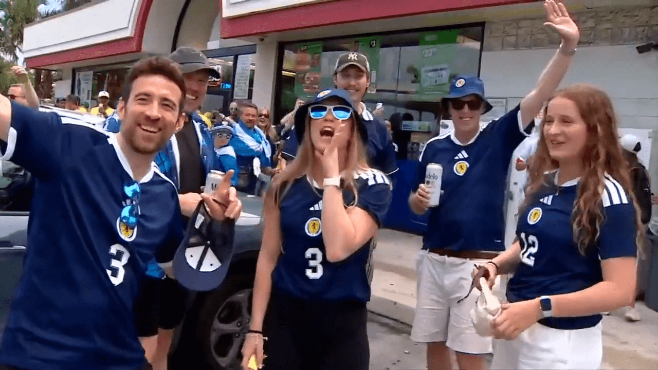 Scottish, Brazilian fans embrace joy of being at final match of group play in World Cup at Miami Stadium