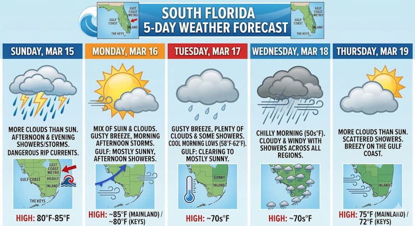 South Florida Braces For A Stormy Sunday Followed By A Midweek Cooling Trend Across The Entire Sunshine State