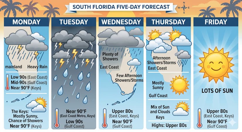 South Florida Forecast: Stormy Mainland and Keys Transition Toward a Sun-Drenched Friday
