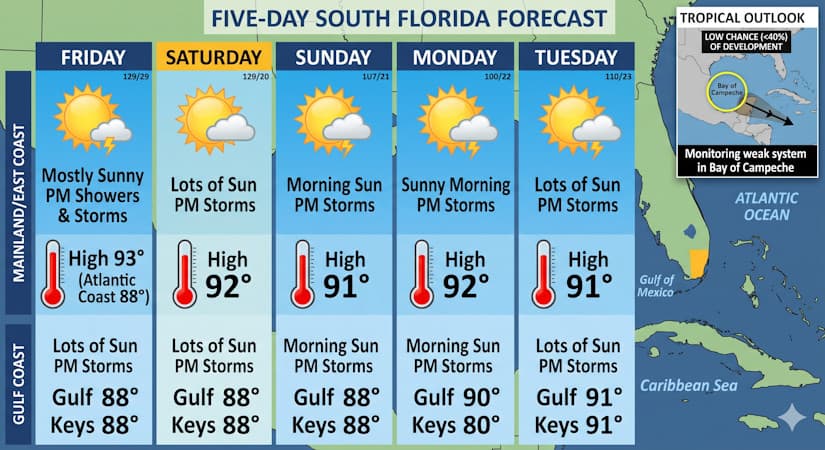 South Florida Weekend Weather Focuses On Afternoon Storms And Tropical Monitoring