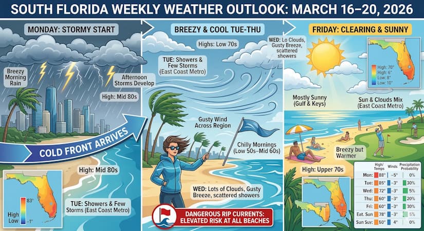 Stormy Monday Kick-Off Leads to a Brisk and Breezy Week Across South Florida
