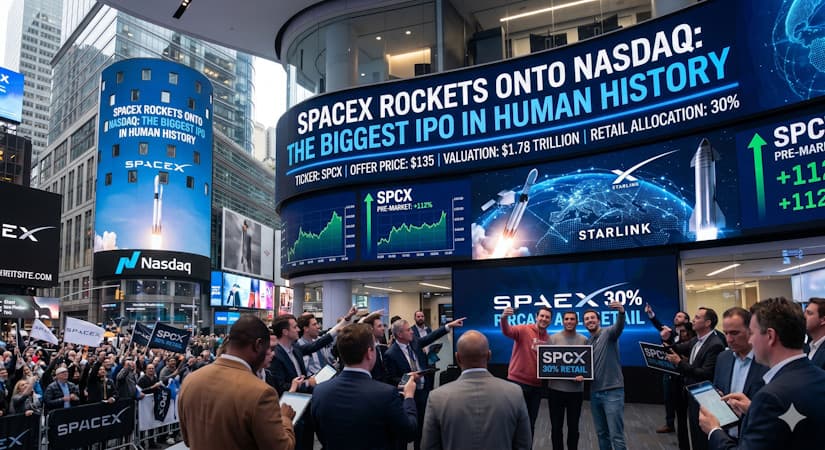 The Countdown Is Over: SpaceX Rockets Onto Nasdaq in the Biggest IPO in Human History
