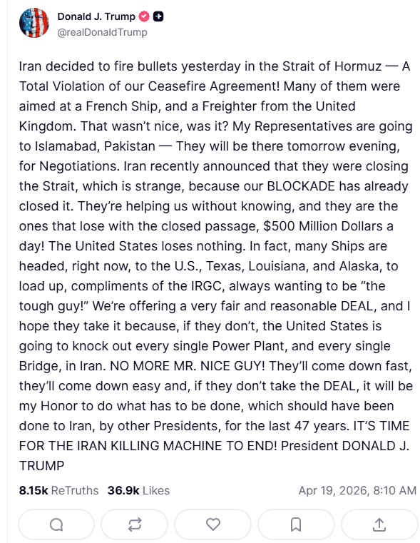 Trump Issues Final Ultimatum as Envoys Head to Islamabad for High-Stakes Iran Negotiations