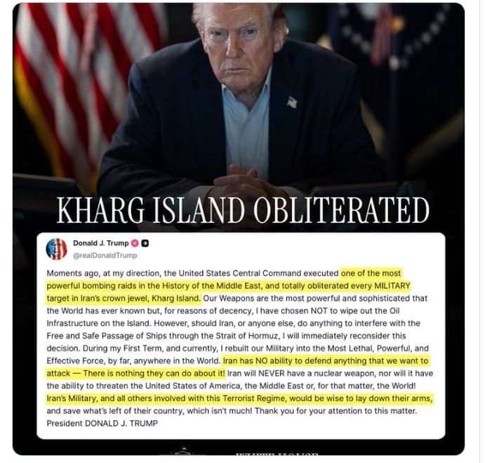 Trump Orders Massive Strike on Kharg Island as U.S. Troops Deploy to Persian Gulf (Video)
