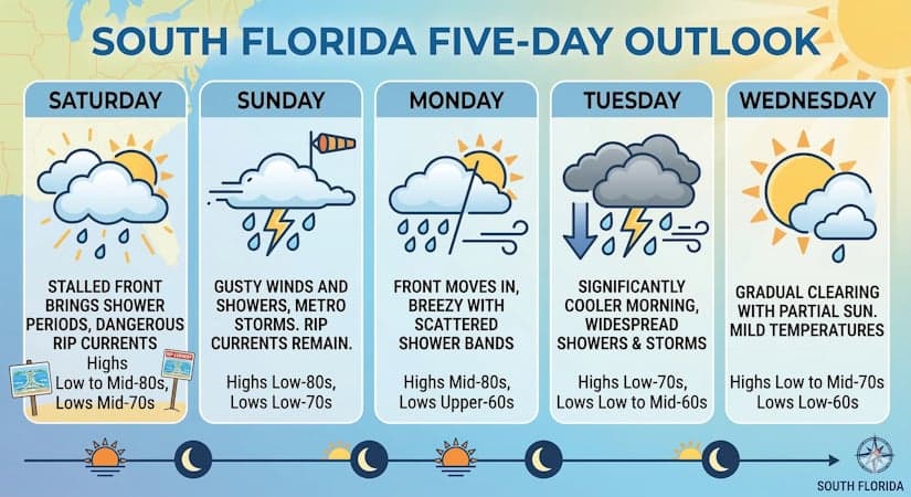 Unsettled Weather Ahead as Frontal Systems Stall and Cool Temperatures Approach South Florida