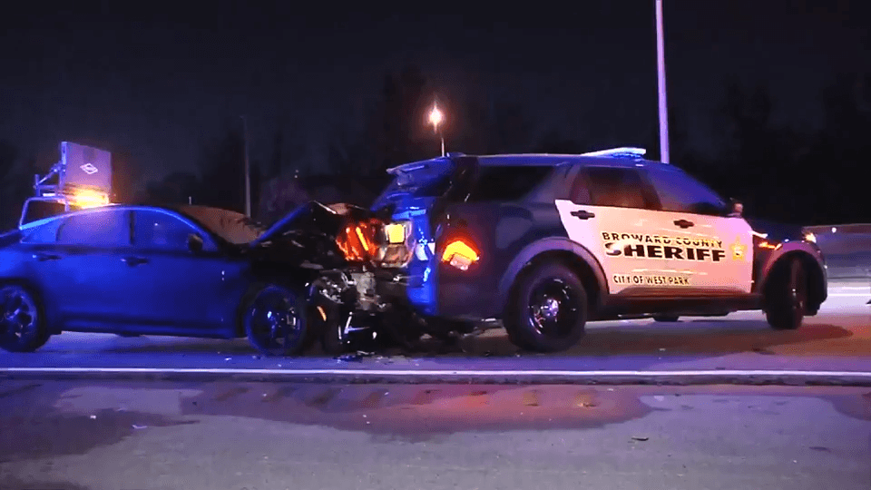 Vehicle rear-ends BSO cruiser on I-95 in Northeast Miami-Dade
