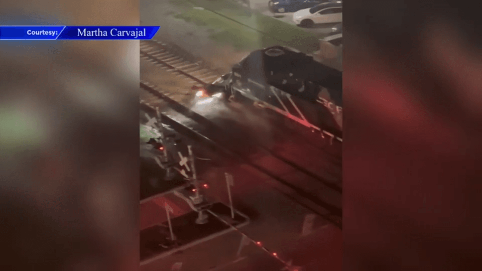 Video captures train colliding with car in Hollywood; no injuries reported