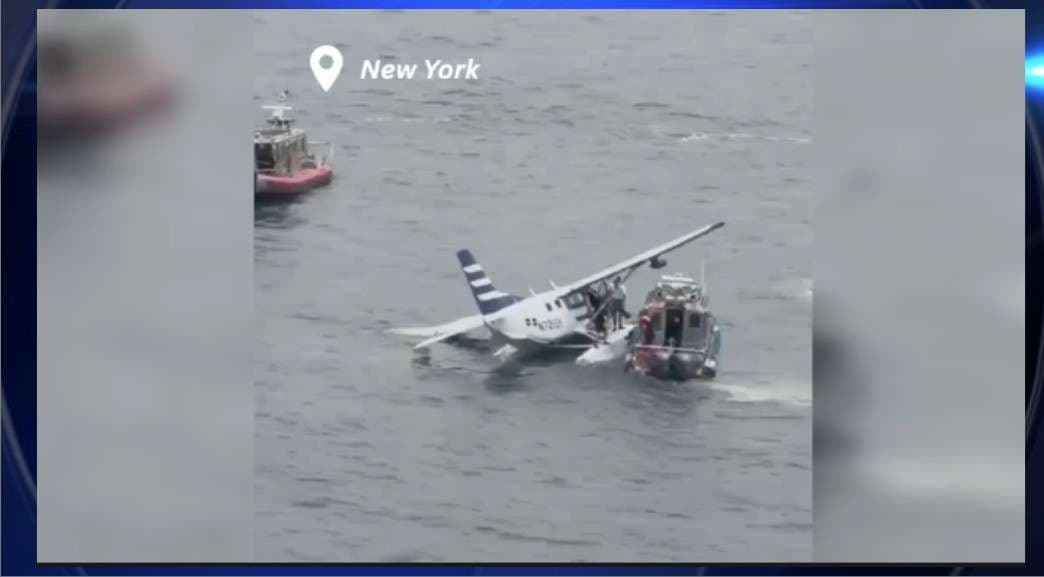 Video shows seaplane making crash landing in New York’s East River